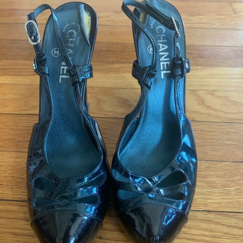 Used/Worn Sparkling Chanel Whisker Heels - Pointed